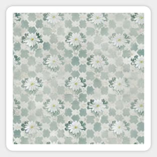 Blue Rustic Blue and White Floral Pattern Sticker